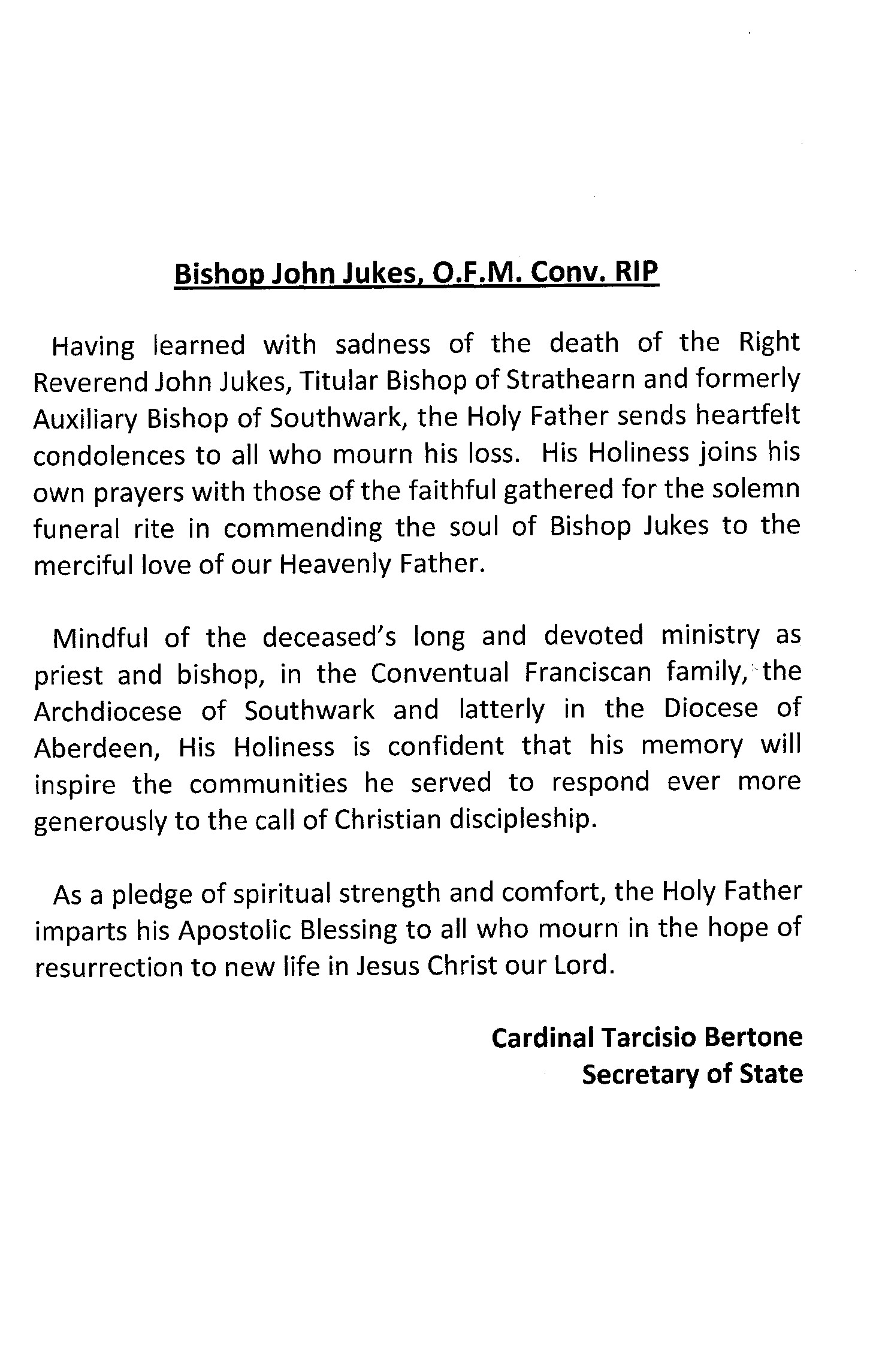 Cardinal Tarcisio Bertone